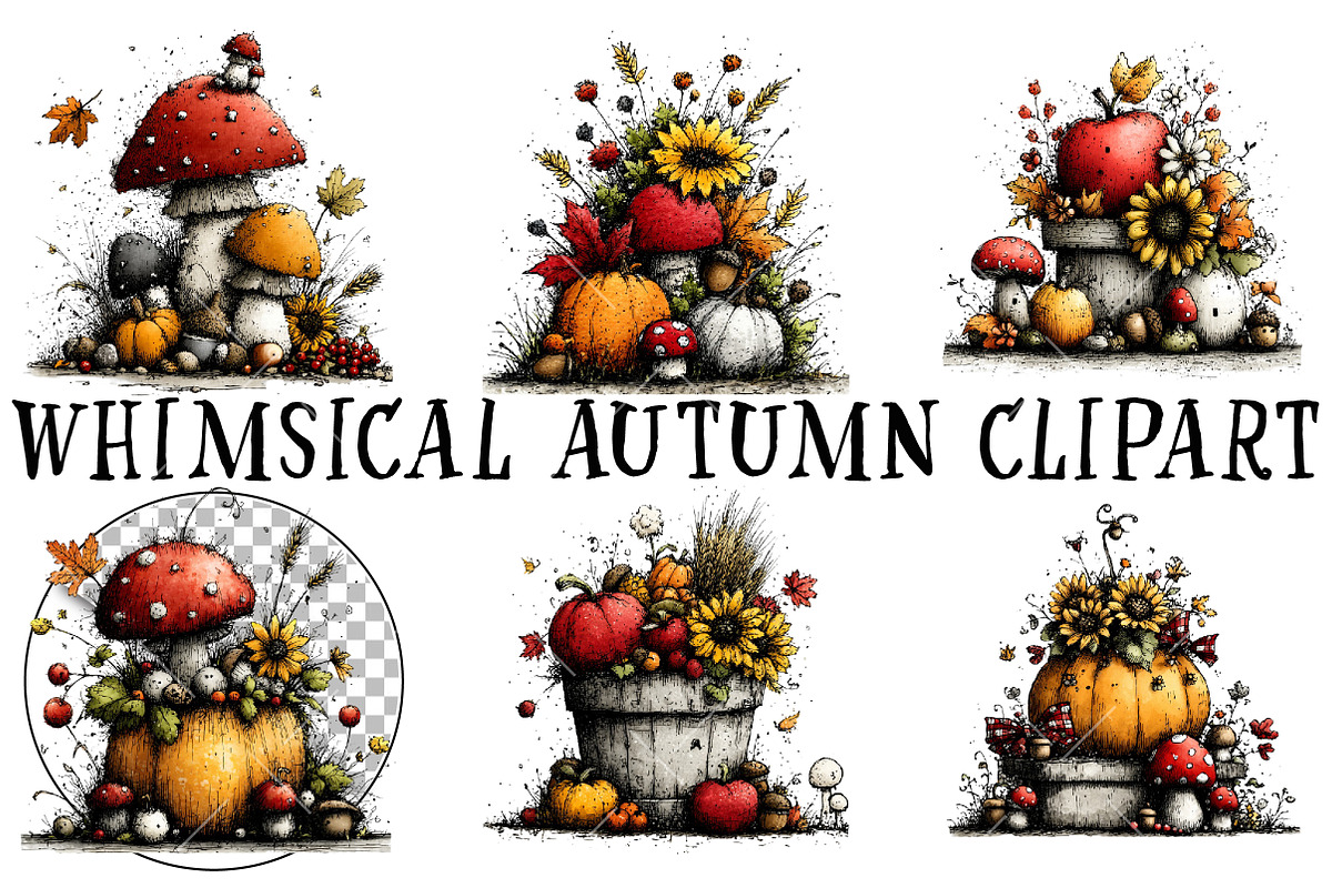 Whimsical Autumn Clipart, a Seasonal Illustration by OK Design (Photo 2 of 6)