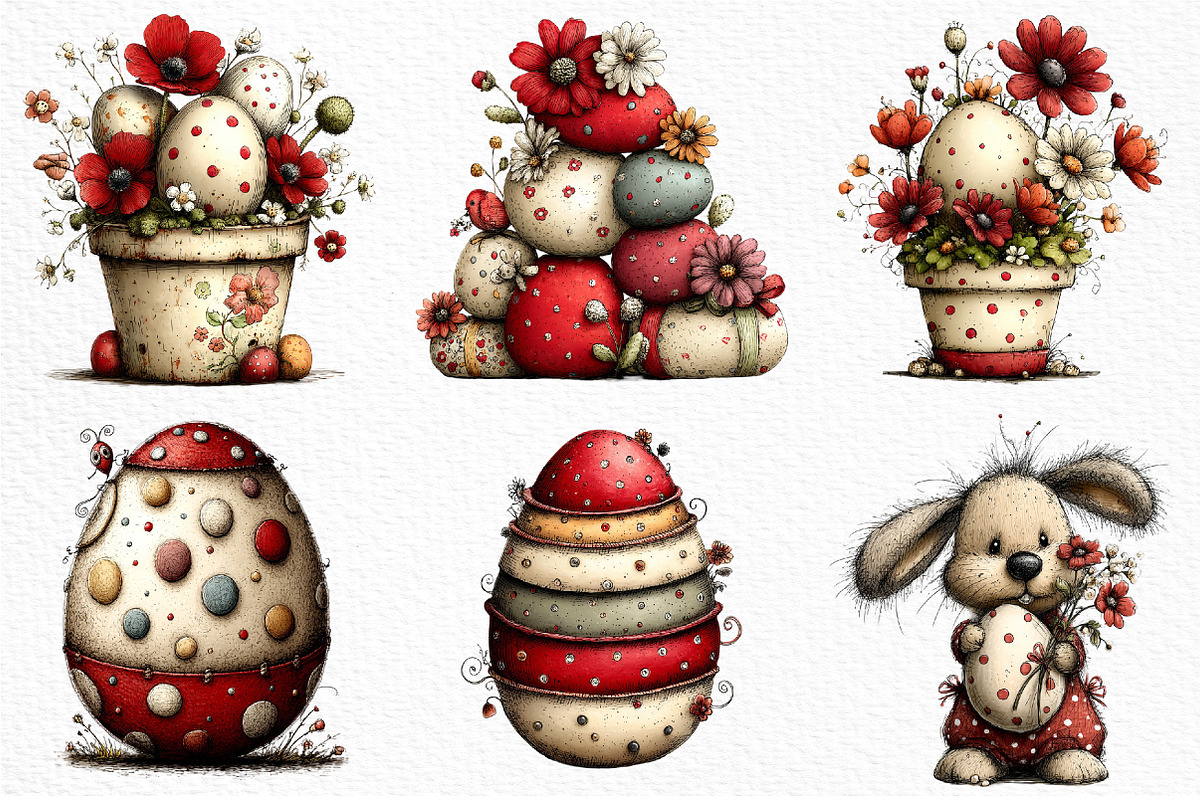 Whimsical Polka Dots Easter Clipart, an Illustration by Craft Nest (Photo 3 of 11)