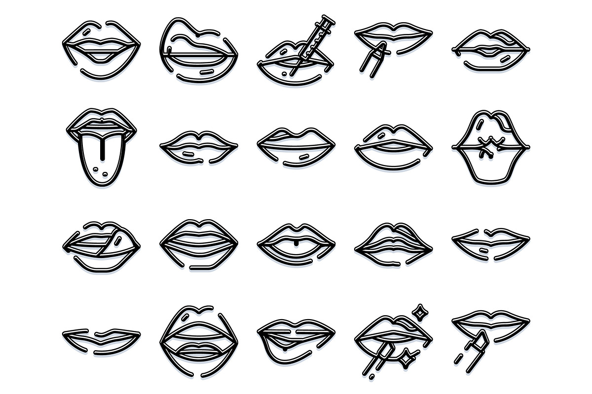 Lips line art icons set for, an Object Graphic by pikepicture (Photo 2 of 3)