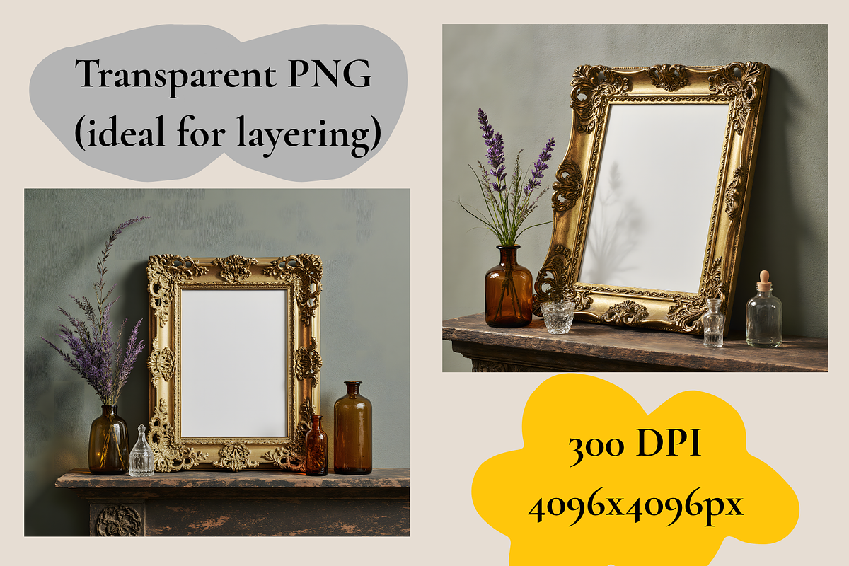 Gold Wooden Frame Mockup, a Mockup by StormDigitalArt (Photo 2 of 2)