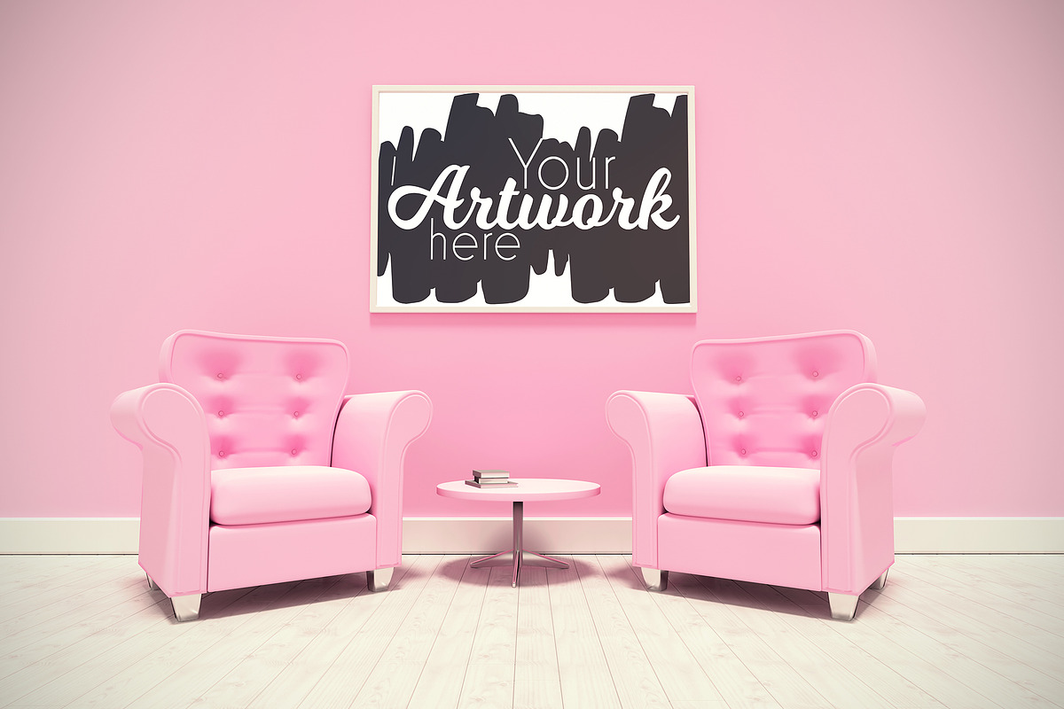 Framed Picture Hanging Above Chairs, a Marketing Template by wavebreak