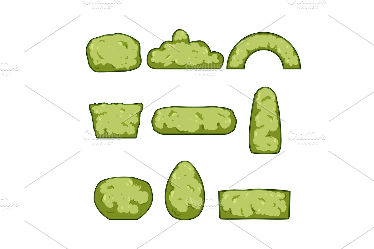 Green garden hedges and bushes in, an Object Illustration by pikepicture