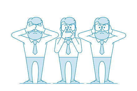 Three wise monkeys. One man covers