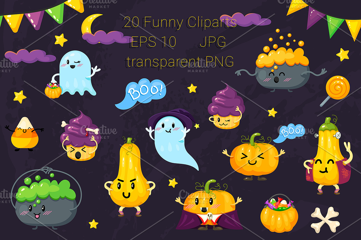 Happy Halloween. Cliparts, patterns, an Illustration by HmarkaShop (Photo 2 of 3)
