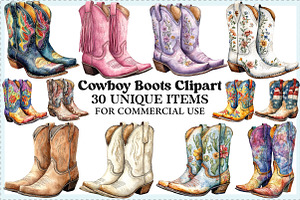 Cowboy Boots Clipart Bundle, an Illustration by Craft Nest