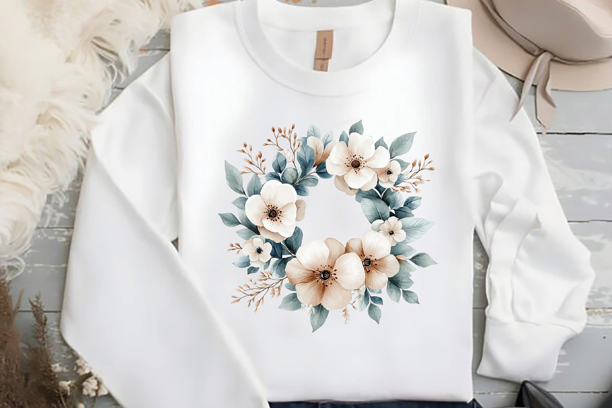 Sage Green and Ivory Flowers Clipart, an Illustration by DreamCafeArt (Photo 5 of 8)