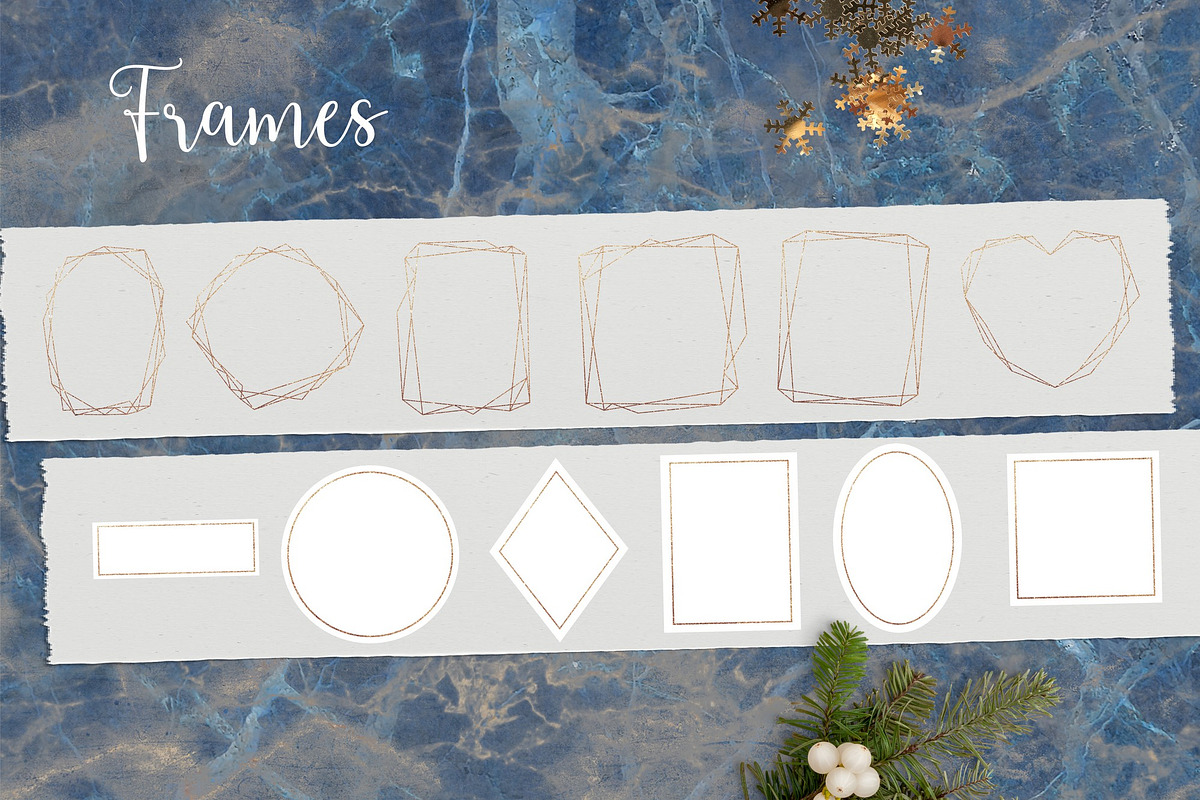 Christmas watercolor gold frames, a Decorative Illustration by Yuliya Art (Photo 9 of 10)