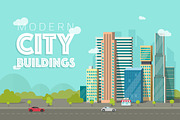 City Buildings Landscape Vector Set, an Illustration by vladwel (Thumbnail 1 of 6)