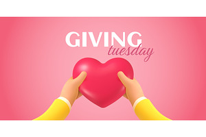 3d charity banner. Donor hands hold, an Object Illustration by Stock-Smart-Start
