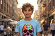 Splatter Paint Skull Design, a Shirt Mockup by Vector Stall (Thumbnail 6 of 14)