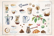Coffee. Watercolor clip art., a Food Illustration by Farida Bik (Thumbnail 2 of 12)