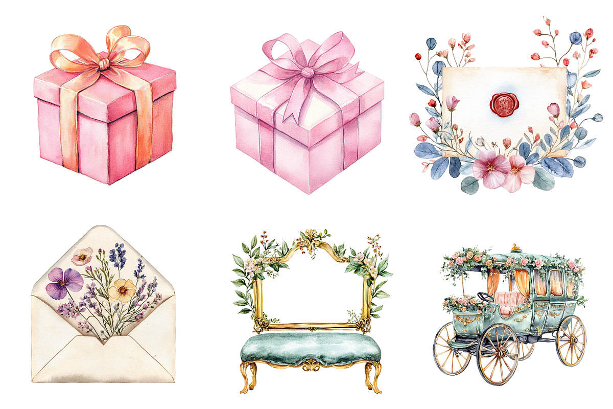 Elegant Wedding Sublimation Clipart, an Illustration by CreationArt (Photo 5 of 5)