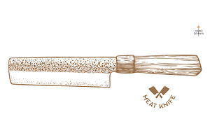 Butcher Knife. Hand drawn sketch