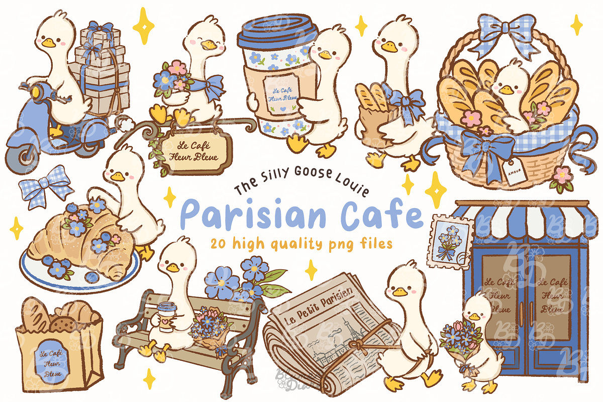 Parisian Cafe Goose Clipart, an Animal Illustration by Blumensdiary (Photo 1 of 6)