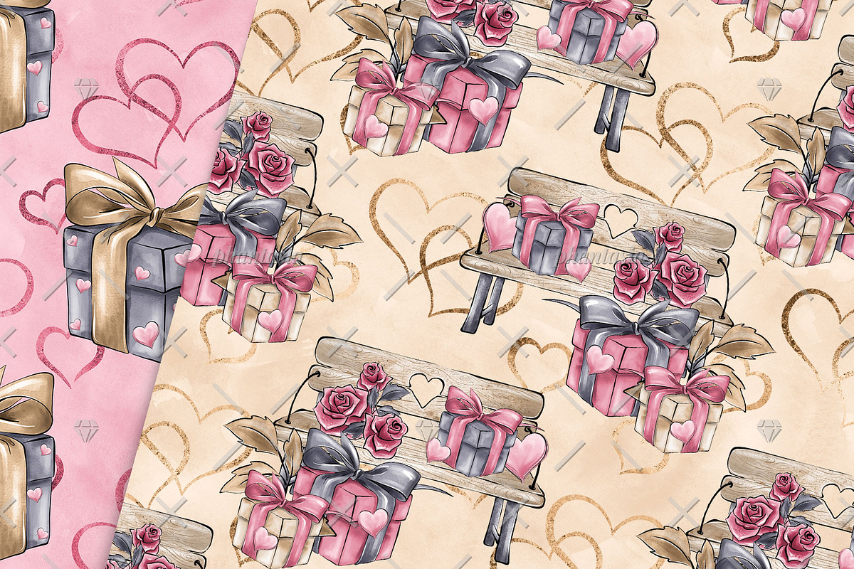 Valentines Day Digital Papers, a Pattern Graphic by Phantasia Design (Photo 4 of 7)