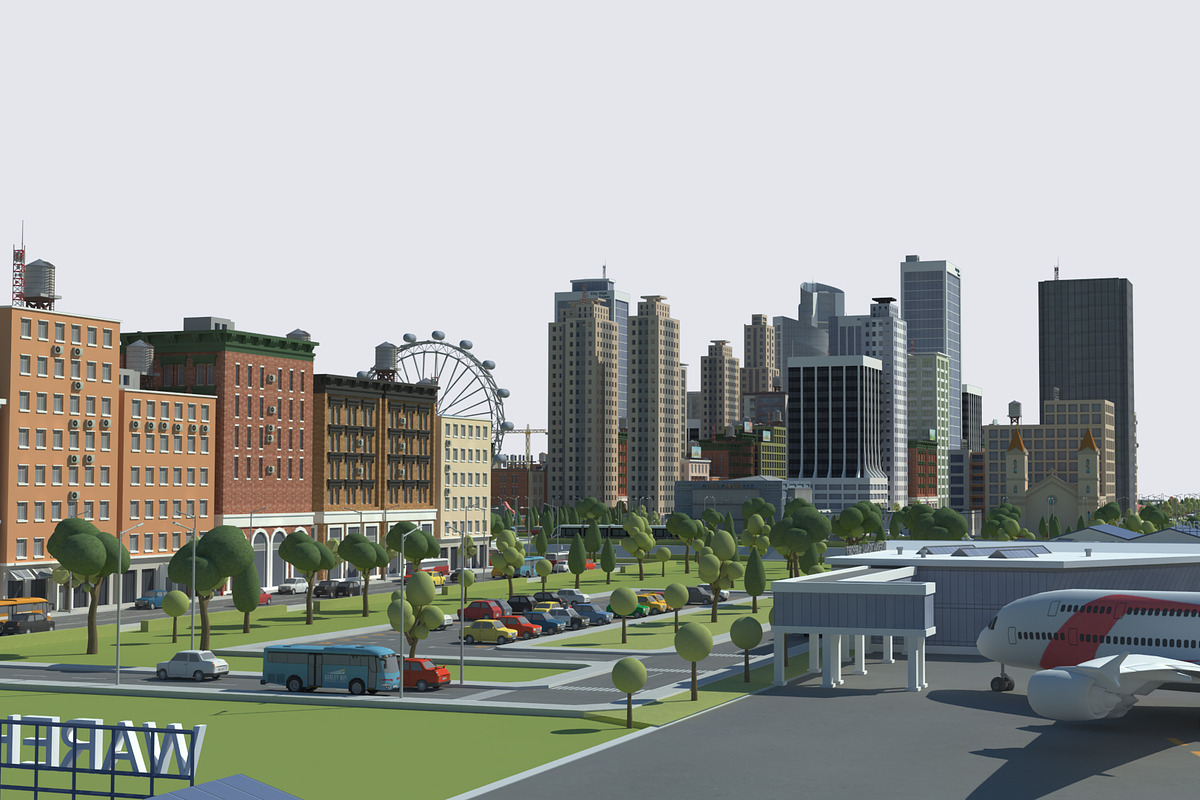 Realistic Lowpoly Simple City VR/AR, an Environmental 3D Model by NOMODOL (Photo 41 of 59)