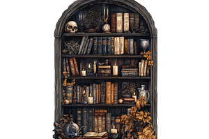 Vintage Gothic Bookshelf With