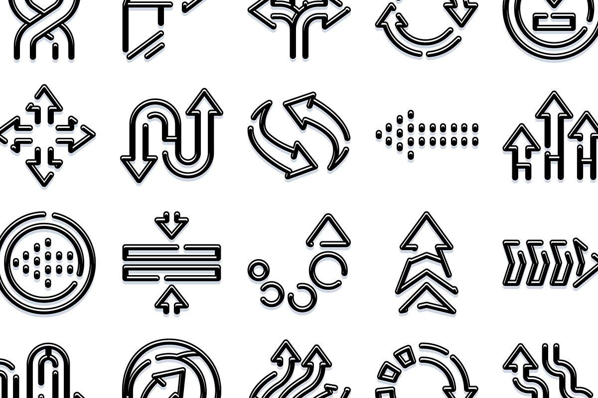 Black line arrow icons set for, an Object Graphic by pikepicture (Photo 3 of 3)