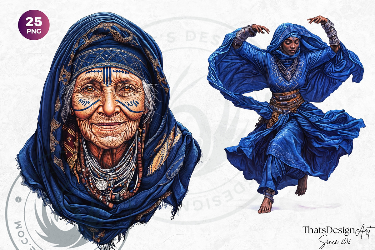 Berber Tuareg Woman clipart Set, a Person Illustration by ThatsDesignArt (Photo 9 of 10)
