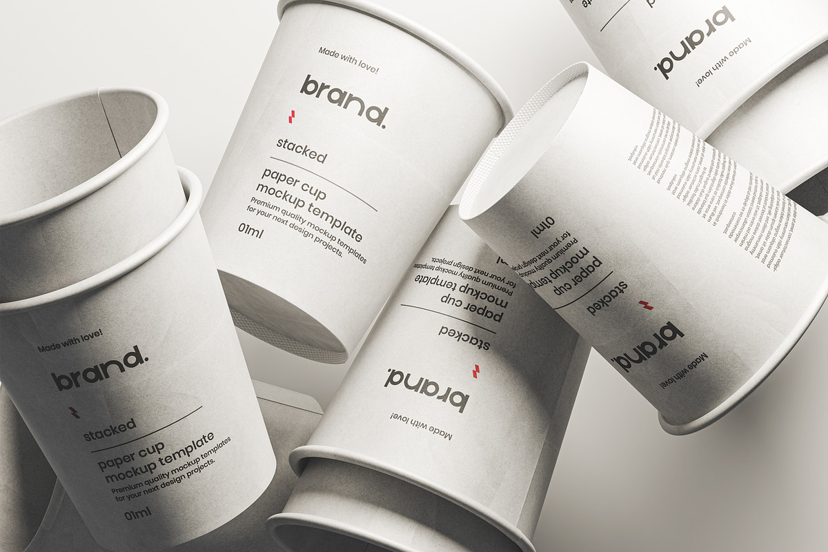 Scattered Paper Cups Mockup, a Cups & Container Mockup by Designer Dude