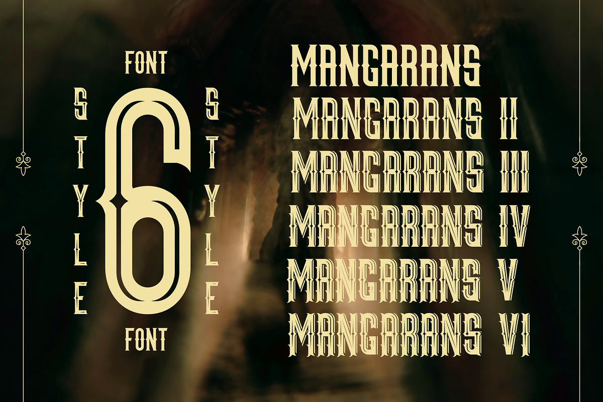 Mangarans | 6 Blackletter Series, a Blackletter Font by RT Studio (Photo 2 of 12)