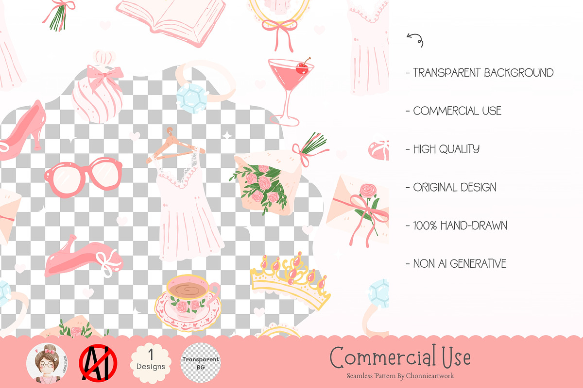 Bridal Shower Seamless Pattern, a Pattern Graphic by Chonnieartwork (Photo 2 of 5)