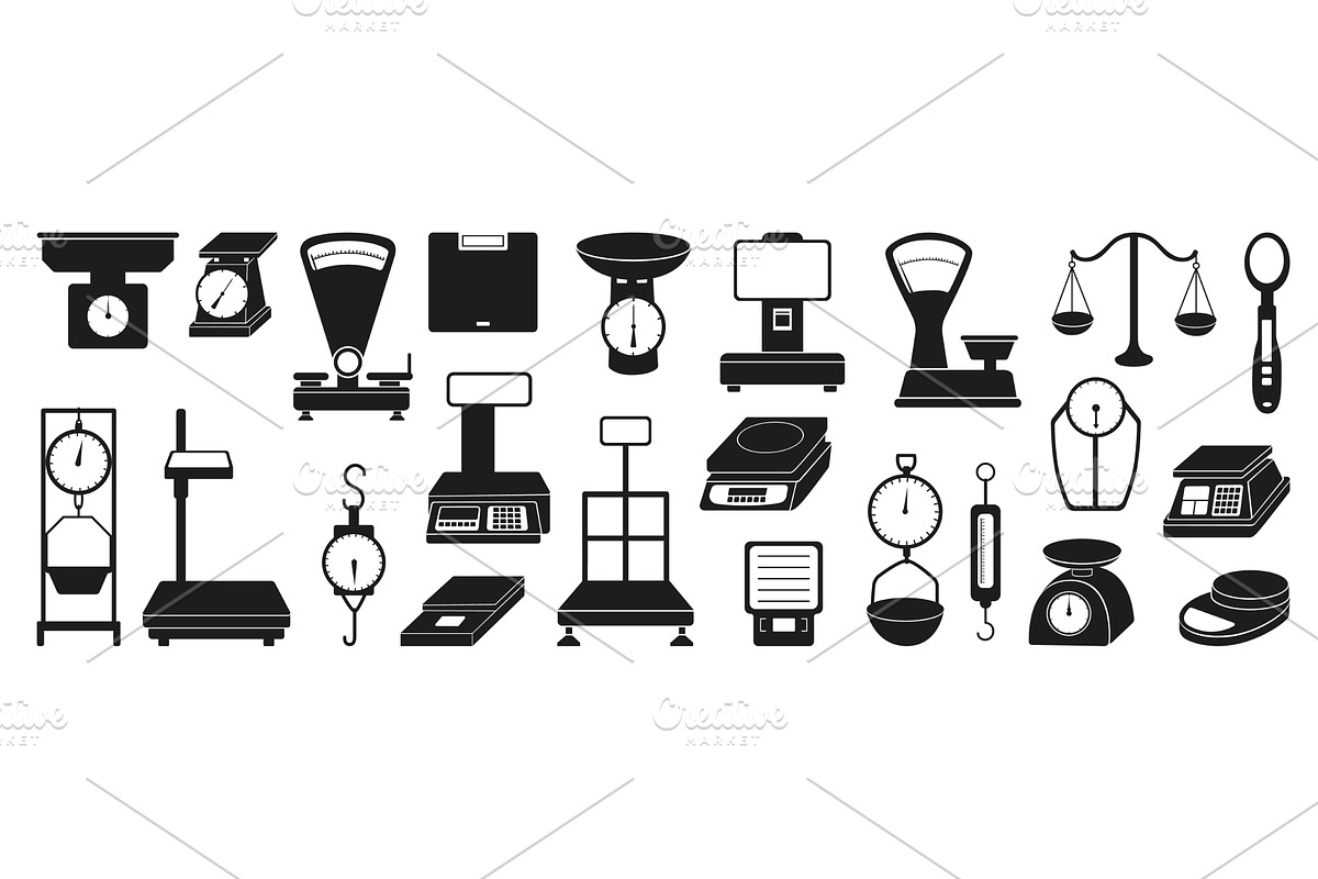 Black scales icons. Different type, a Technology Illustration by Valerie Bodnar