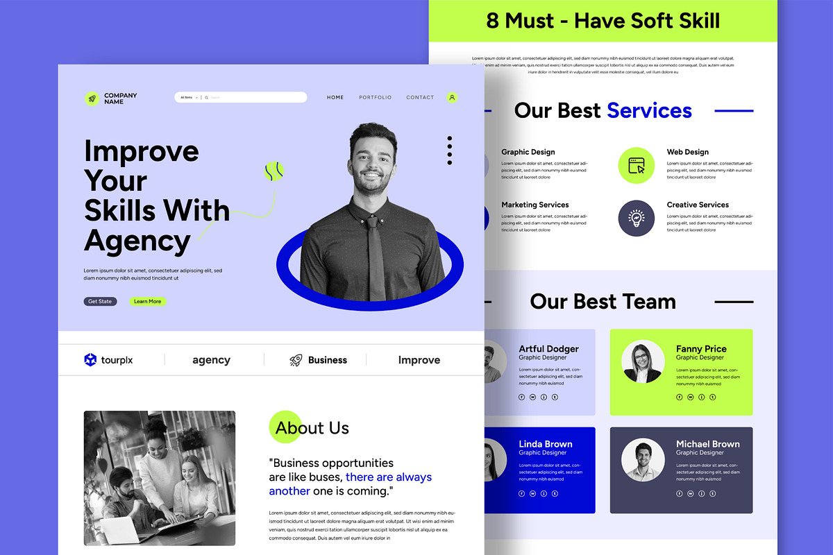Creative Agency Landing Page Layout, an UI Kit Template by CreativeShaper (Photo 1 of 5)