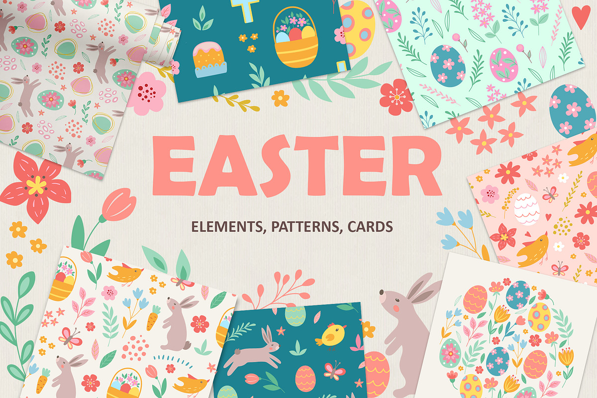 Cute Cartoon Vector Easter Kit, a Seasonal Illustration by Artspace (Photo 1 of 6)