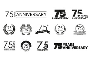 75 years anniversary icon, logo set