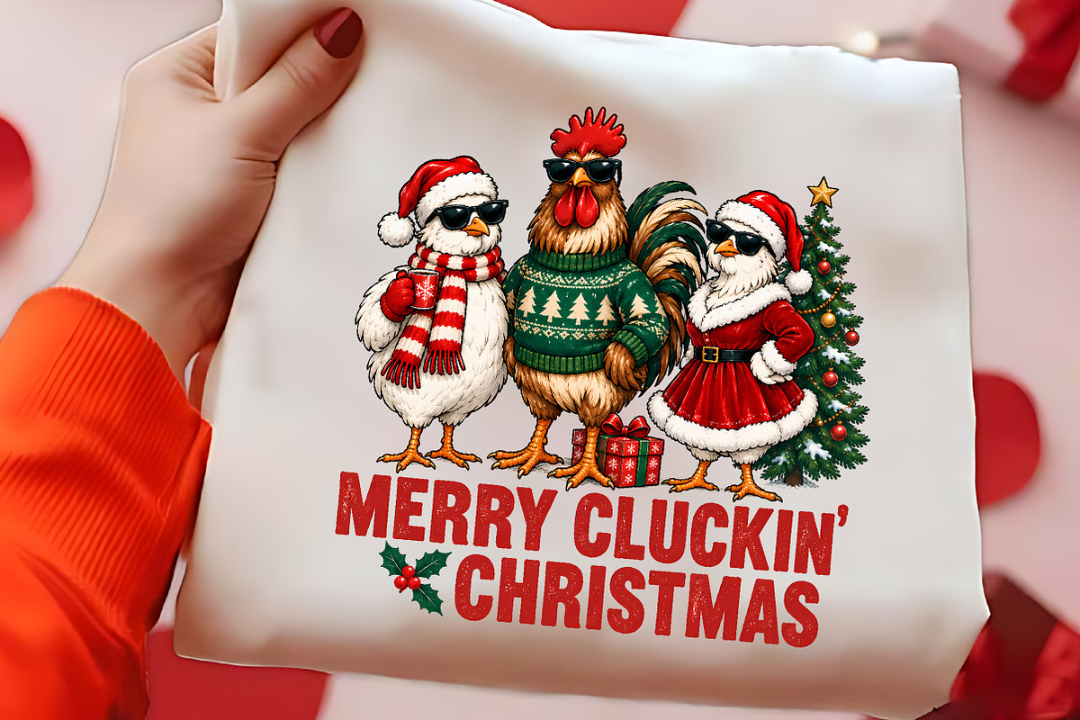 Merry Cluckin Christmas Chicken PNG, a Seasonal Illustration by CrexoraLab (Photo 2 of 4)