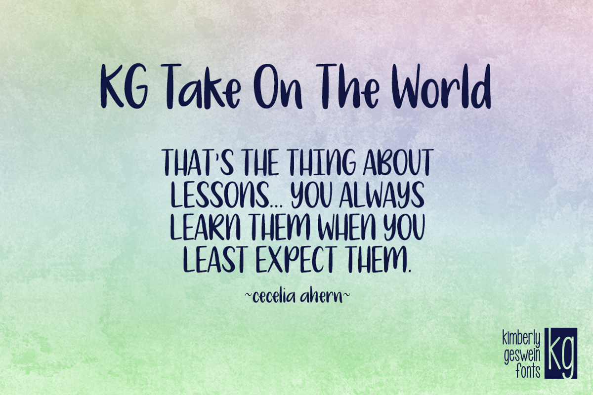 KG Take On The World, a Font by Kimberly Geswein Fonts (Photo 2 of 3)