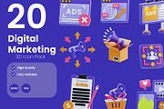 Digital Marketing 3D Icon Pack, a 3D by baii09 (Thumbnail 1 of 6)