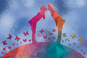 low poly first kiss
