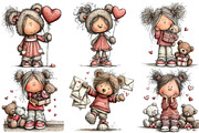 Whimsical Teddy Bear Girl Clipart, an Illustration by CraftArtStudio (Thumbnail 6 of 6)