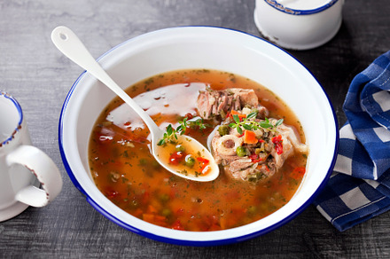 Homemade organic bone Broth soup wit