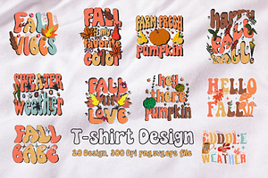 Autumn Groovy Style T-shirt Design.