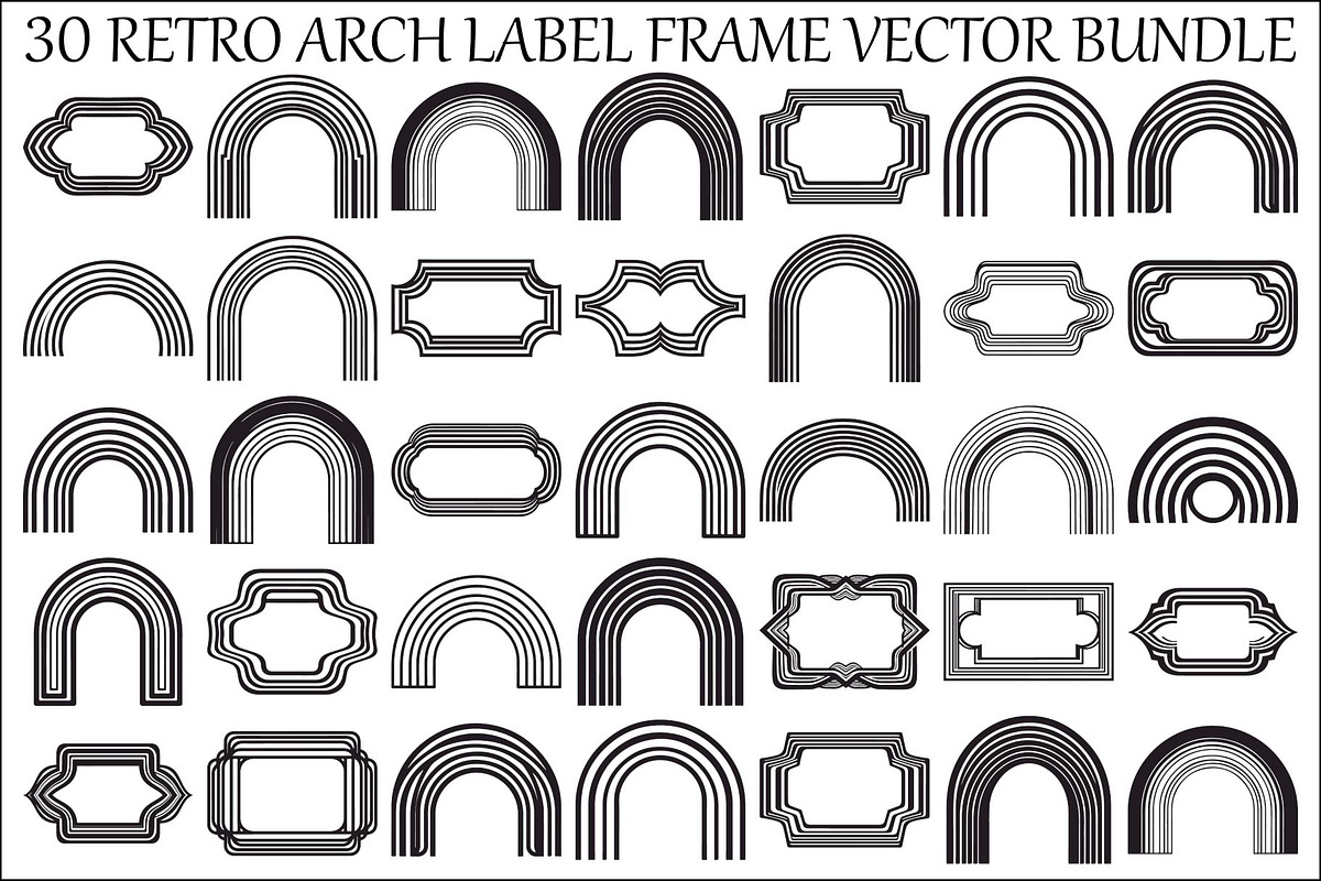 Retro Arch Label Frame Bundle Bundle, an Illustration by hafijul (Photo 1 of 31)