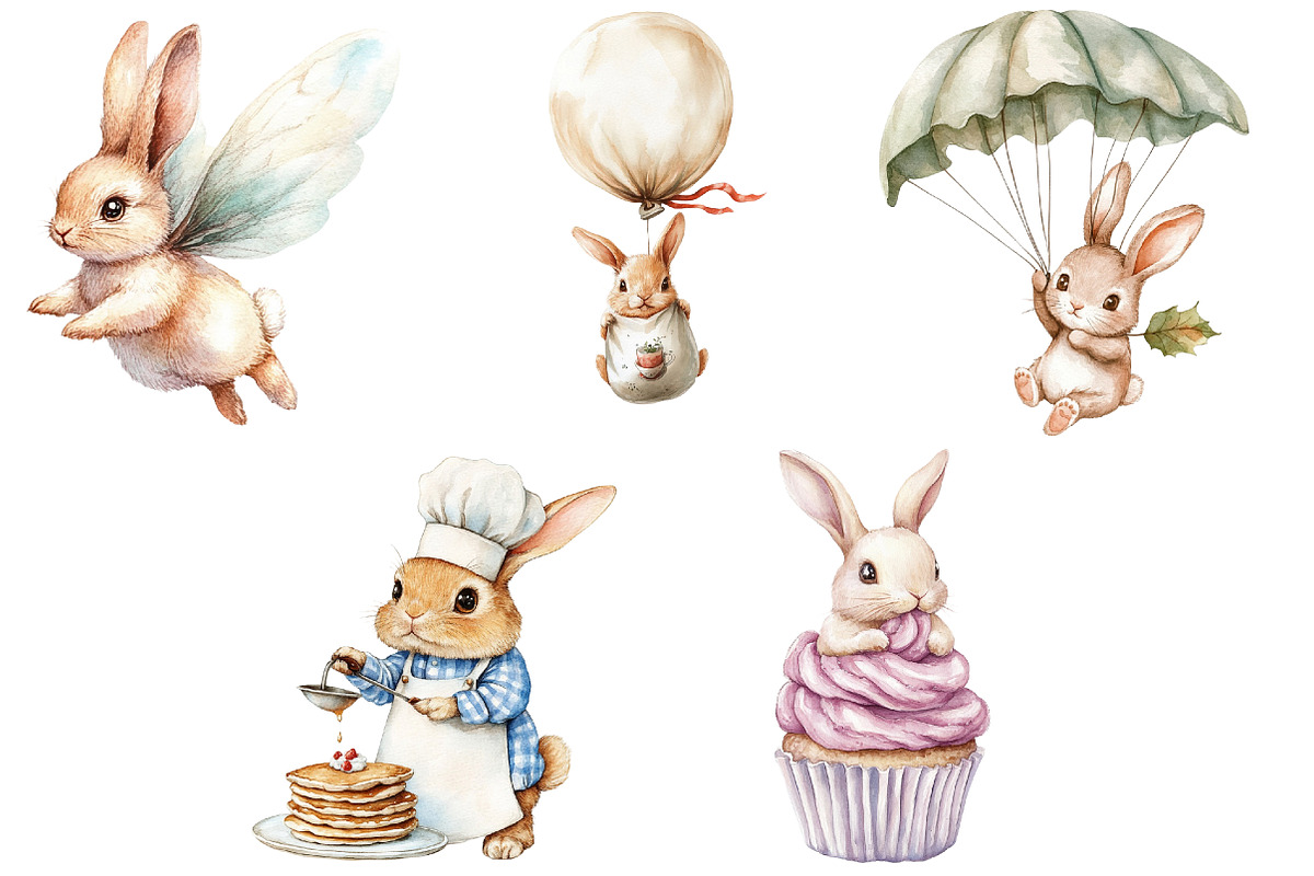 Cute Bunny Clipart Bundle, an Illustration by Pixels.Craft (Photo 6 of 7)