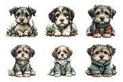 Watercolor Christmas Dogs Clipart, a Transportation Illustration by SinaCreation (Thumbnail 2 of 9)