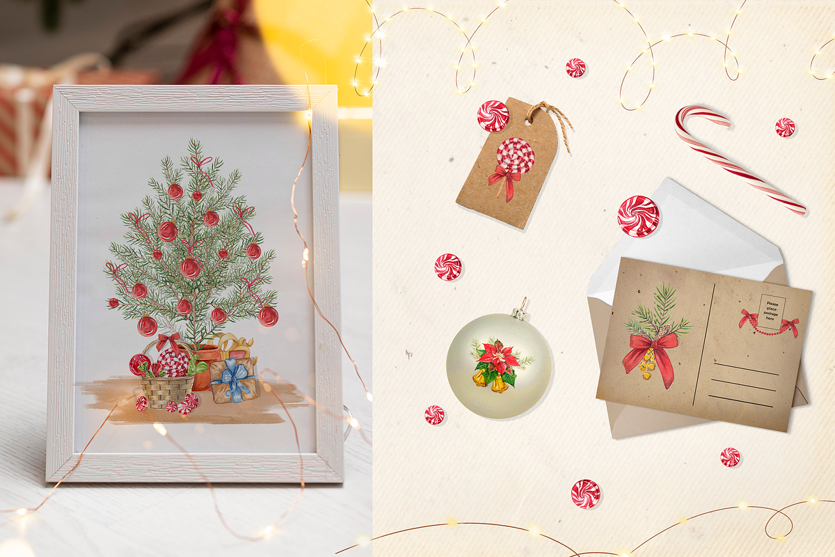 Christmas Treats & Decor watercolor, a Decorative Illustration by Nastya Che (Photo 5 of 11)