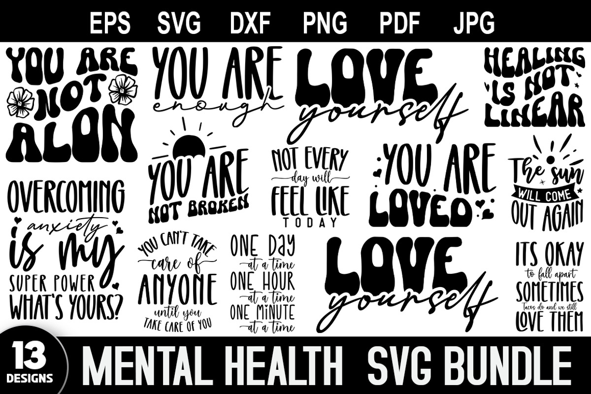Mental health bundle, Positive svg, a Healthcare Illustration by Etcify (Photo 1 of 3)