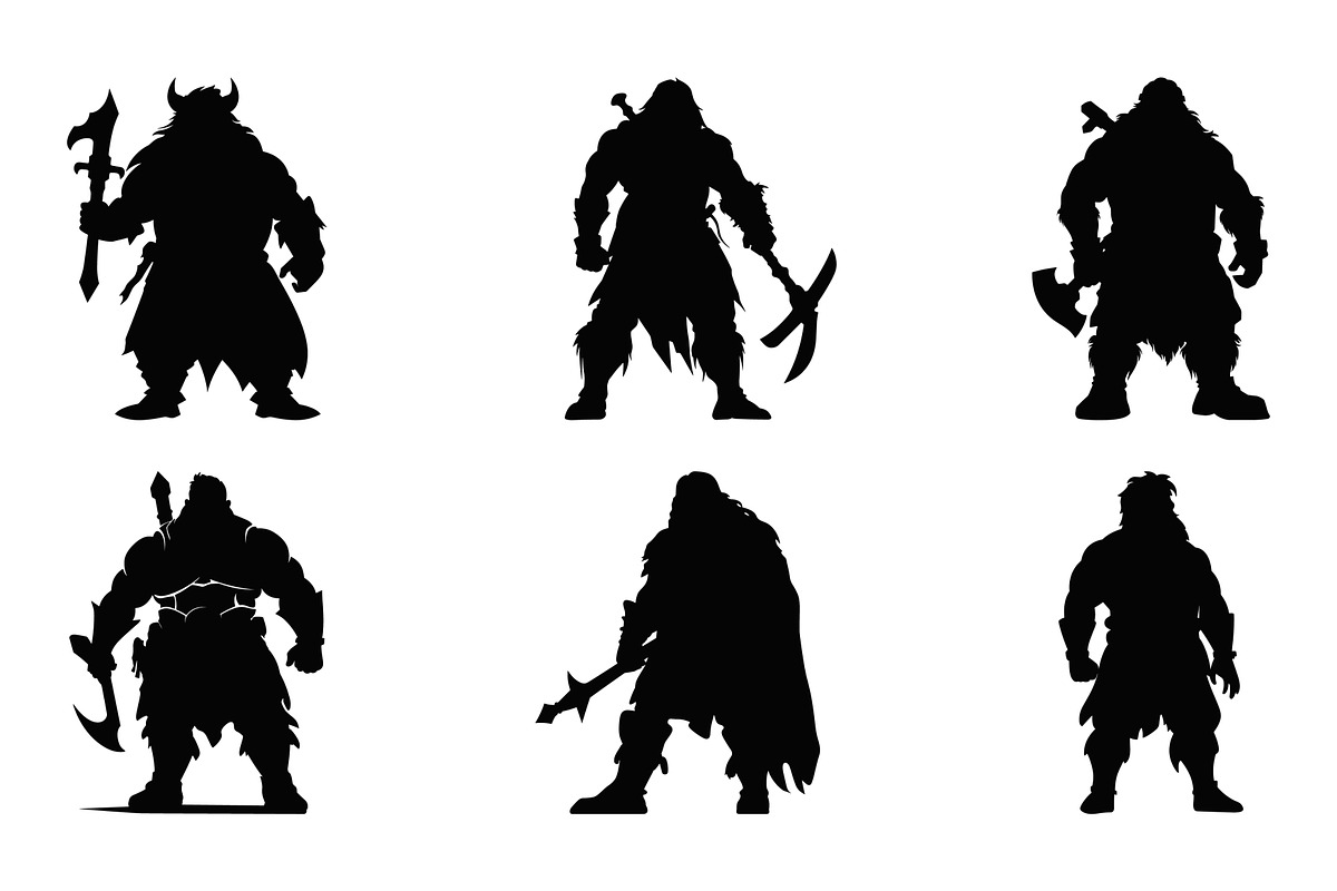 Dwarf Warrior Silhouette SVG Set, a Person Illustration by Gfx Expert Team (Photo 3 of 3)