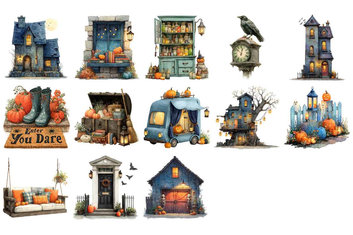 HALLOWEEN HOME clip arts, an Illustration by Craft Nest (Photo 3 of 4)