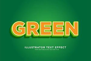 Green Illustrator Text Effect Vector