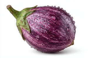 Fresh Purple Eggplant Water Drops Ve, a Photo by Pixeness Studio