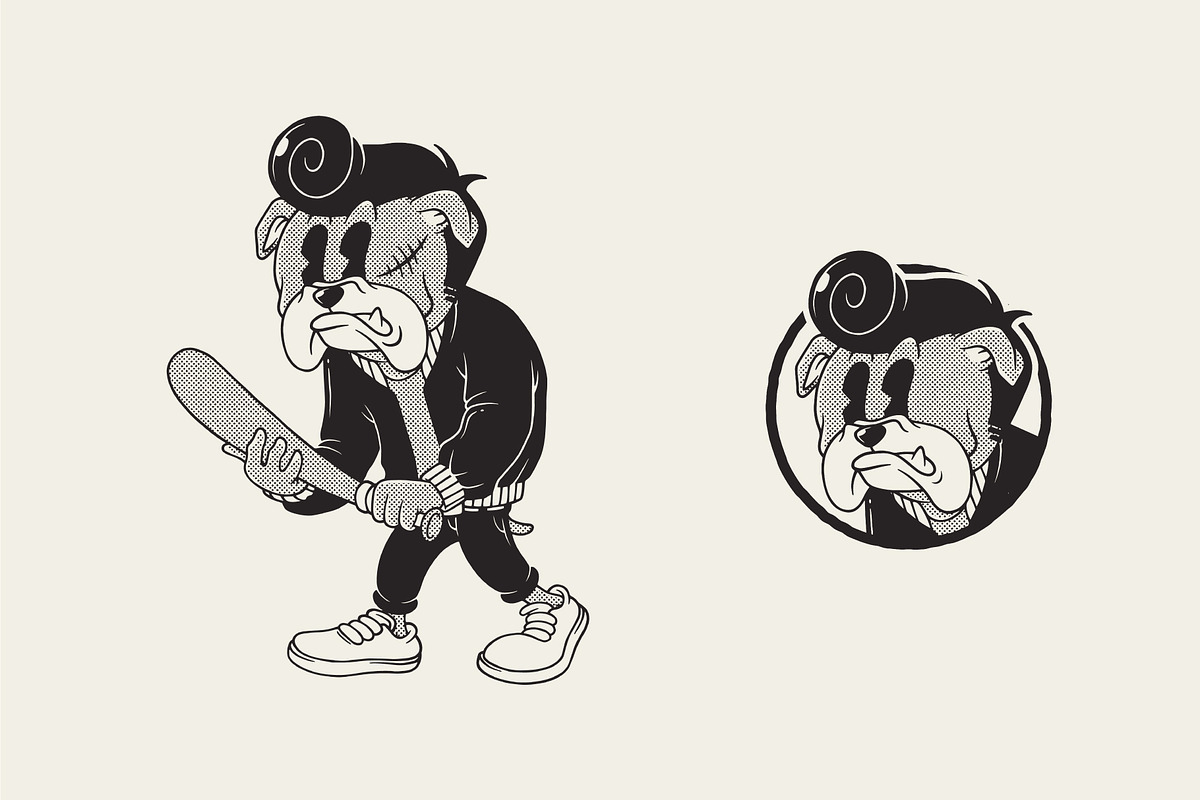 bad boy bulldog retro mascot, an Animal Illustration by Judsart (Photo 1 of 3)