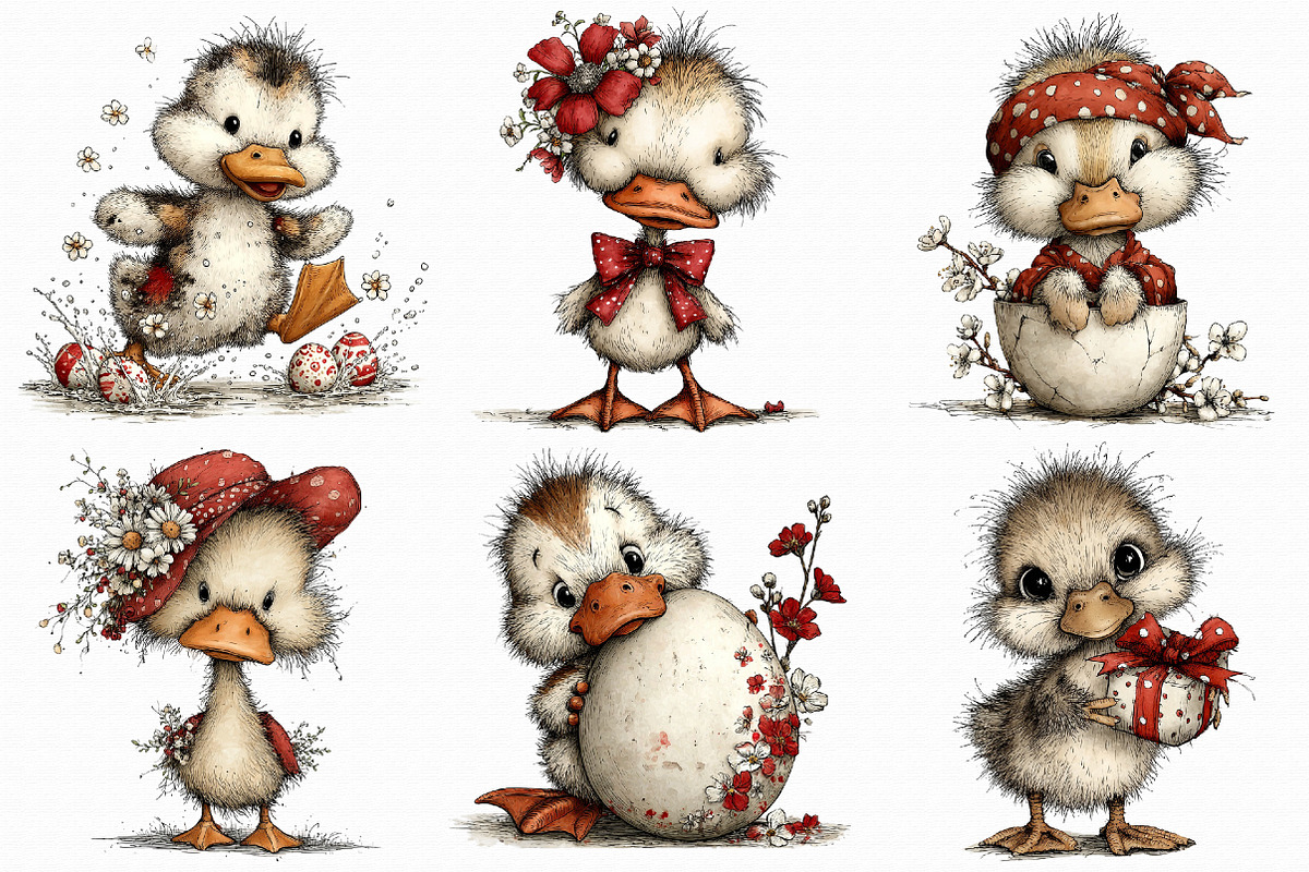 Easter Duck Whimsical Clipart, an Illustration by Libby Wishes (Photo 6 of 7)