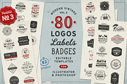 80 Modern Vintage Logos vol 3, a Branding & Logo Template by DISTRICT 62 STUDIO (Thumbnail 1 of 15)