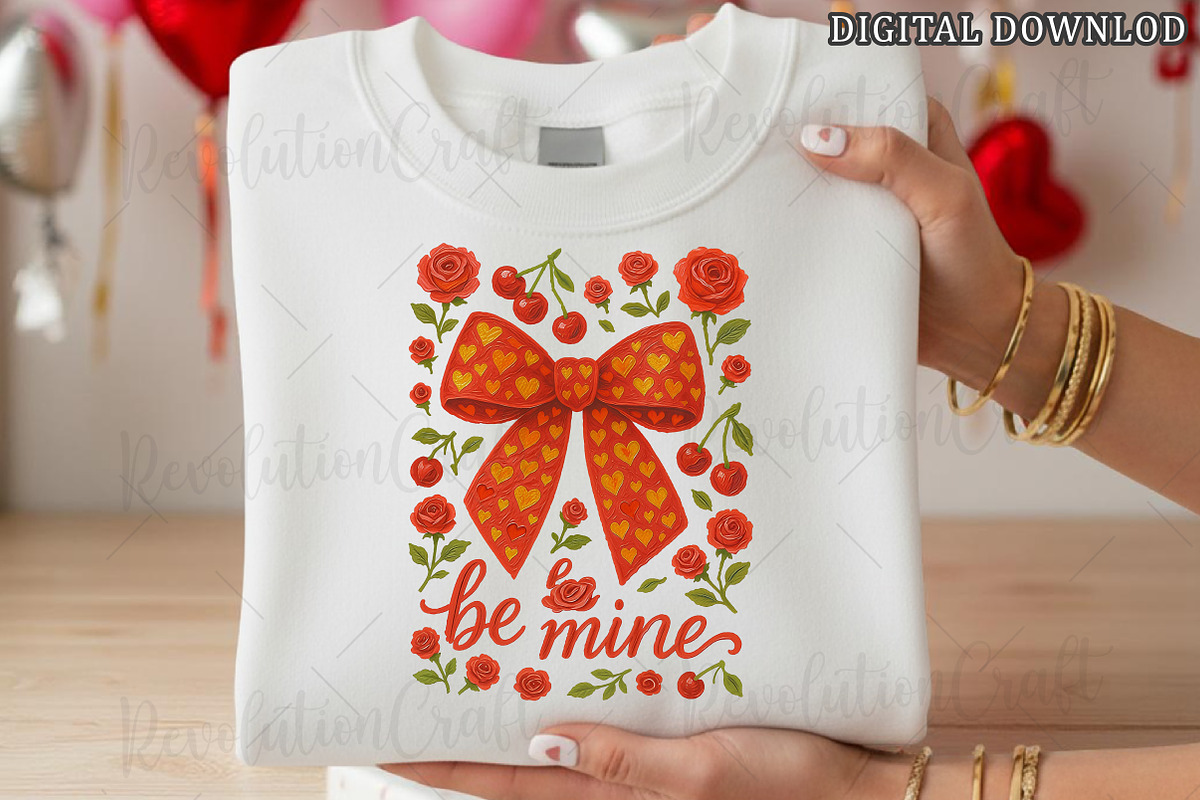 Be Mine Coquette Valentine's Bow Png, an Illustration by OK Design (Photo 2 of 6)